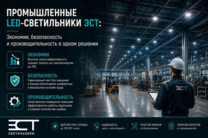 Промышленные LED-светильники ЭСТ: Экономия, безопасность и производительность в одном решении
