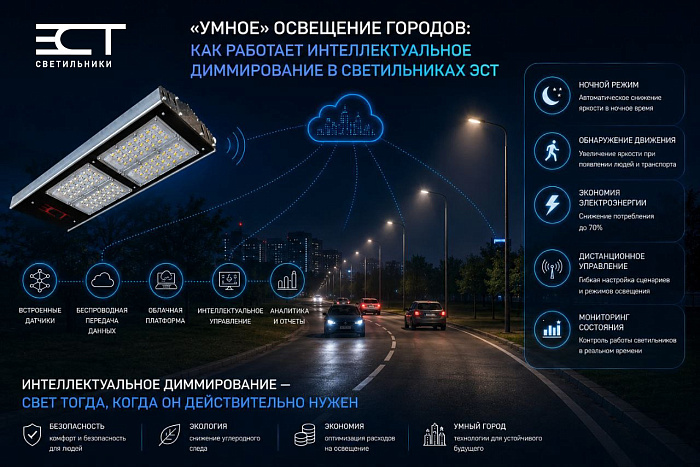 «Умное» освещение городов: как работает интеллектуальное диммирование в светильниках ЭСТ